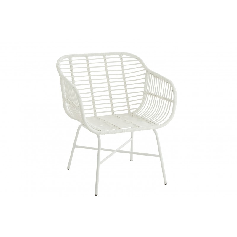 Chaise d'exterieur en métal blanc 68x67x88 cm