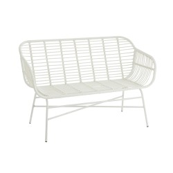 Banc d'exterieur en métal blanc 128x65x87 cm