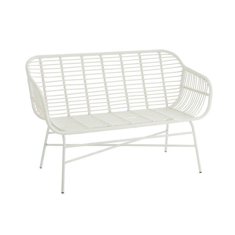 Banc d'exterieur en métal blanc 128x65x87 cm