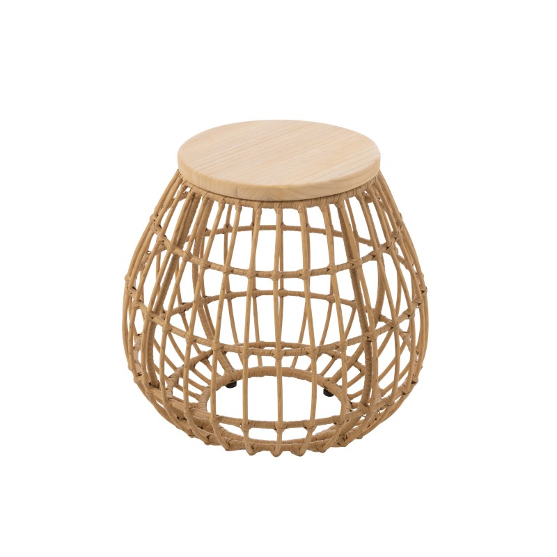 Table d'appoint exterieur ronde en plastique naturel 48x48x47 cm