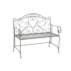 Banc de jardin 2 personnes en métal gris 104x55x94 cm