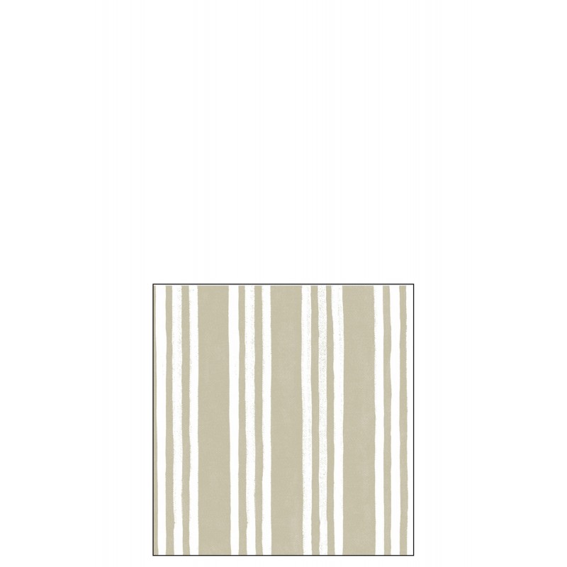 Lot de 20 serviettes avec lignes en papier beige et blanc 12.5x12.5