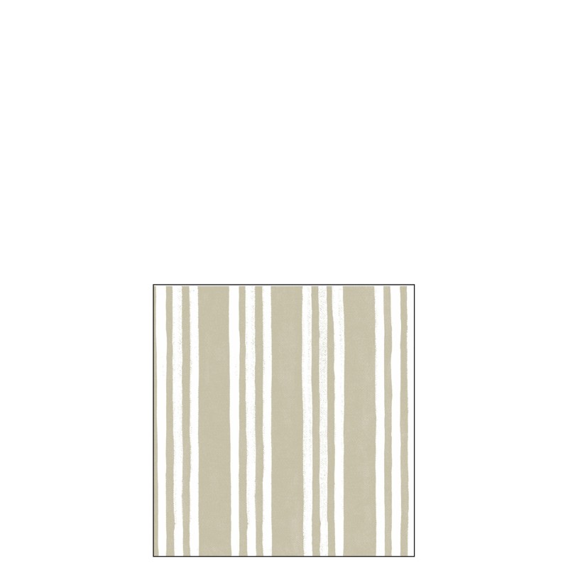 Lot de 20 serviettes avec lignes en papier beige et blanc 12.5x12.5