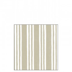 Lot de 20 serviettes avec lignes en papier beige et blanc 16x16