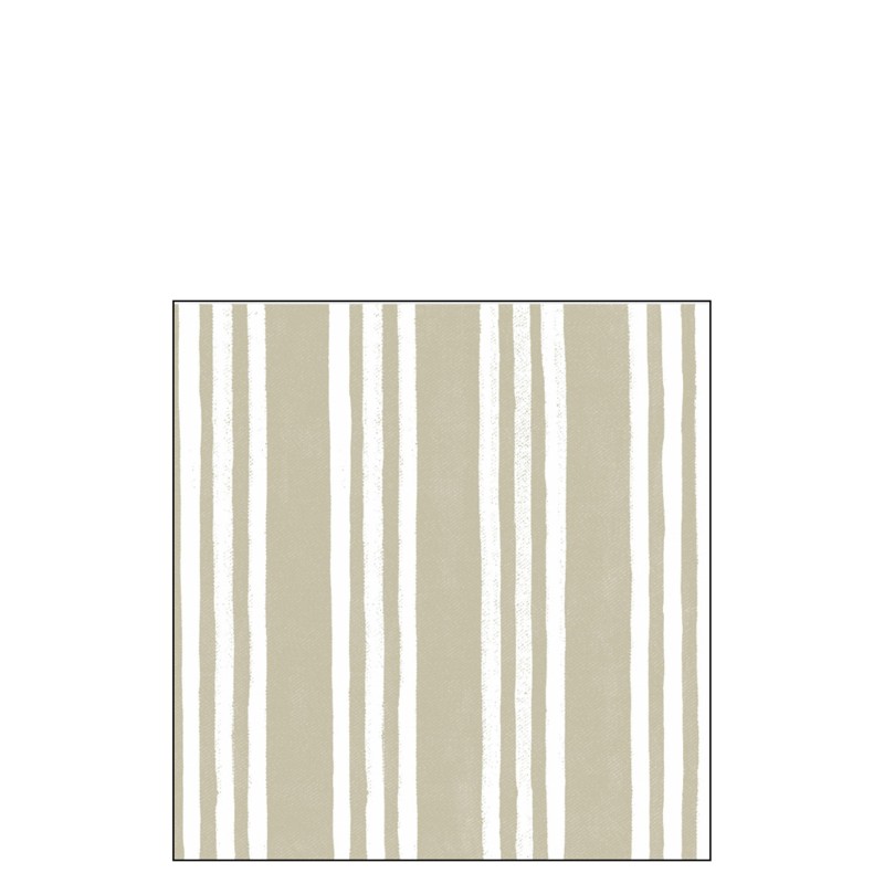 Lot de 20 serviettes avec lignes en papier beige et blanc 16x16