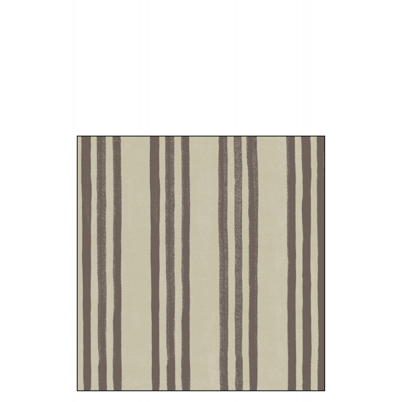 Lot de 20 serviettes avec lignes en papier beige et marron 16x16