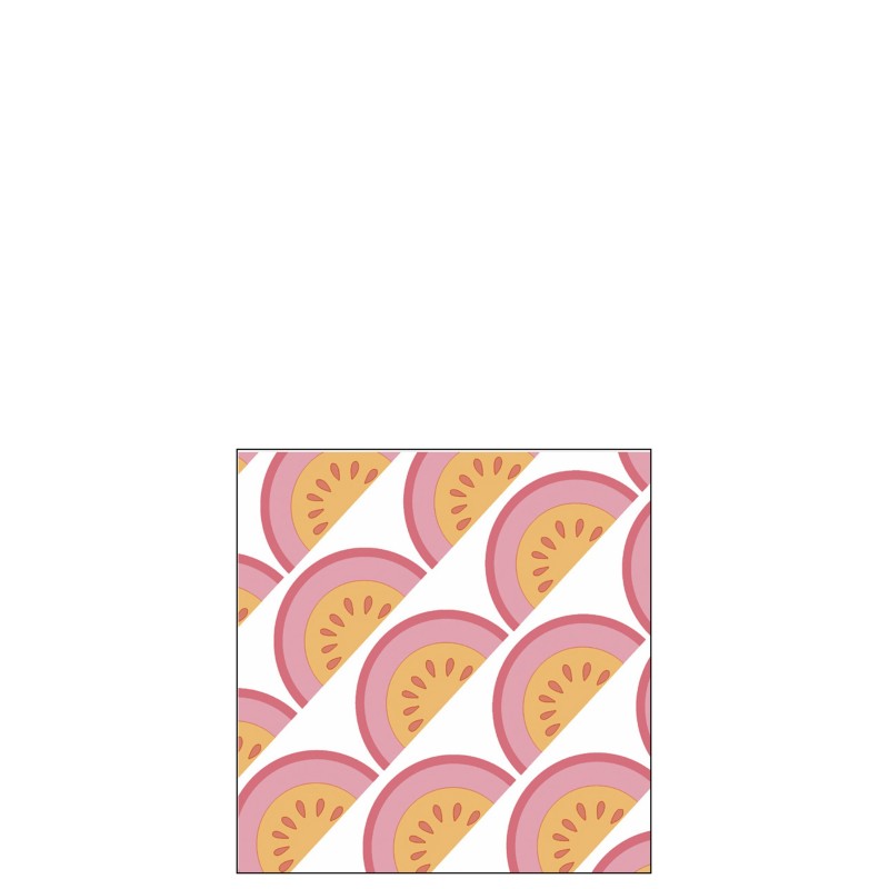 Lot de 20 serviettes avec fruits en papier blanc et rose 12.5x12.5 Lot de 20 serviettes avec fruits en papier blanc et rose 12.5x12.5