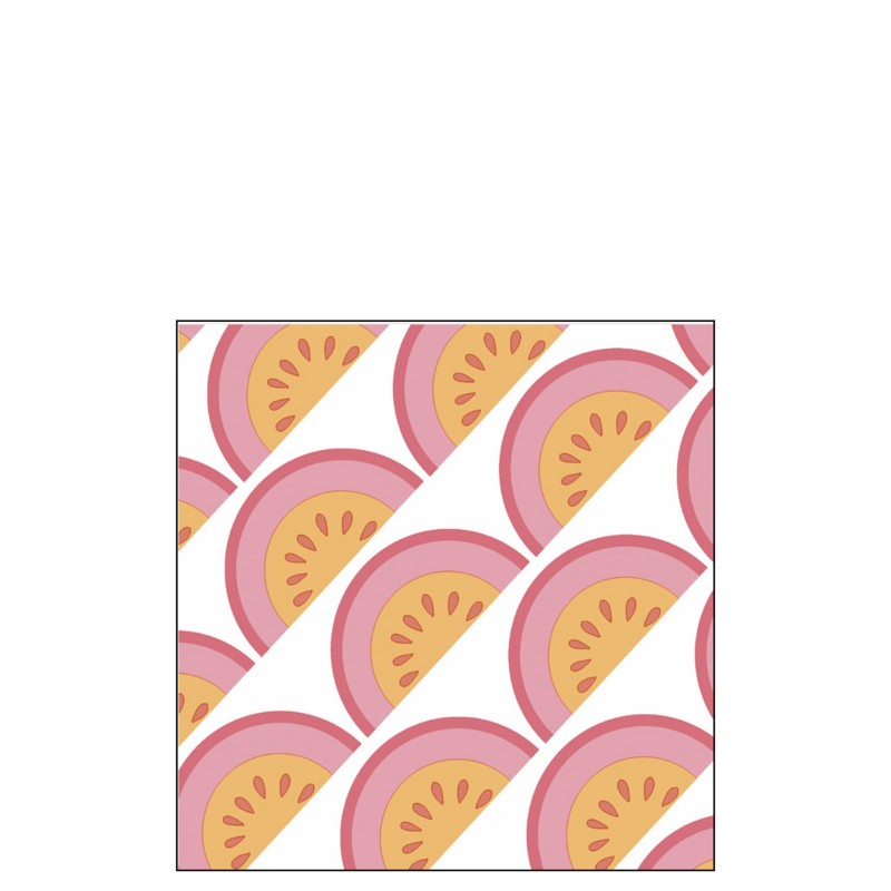 Lot de 20 serviettes avec fruits en papier blanc et rose 16x16 Lot de 20 serviettes avec fruits en papier blanc et rose 16x16