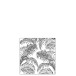 Lot de 20 serviettes avec feuilles de palmier en papier blanc et noir 12.5x12.5 Lot de 20 serviettes avec feuilles de palmier en papier blanc et noir 12.5x12.5