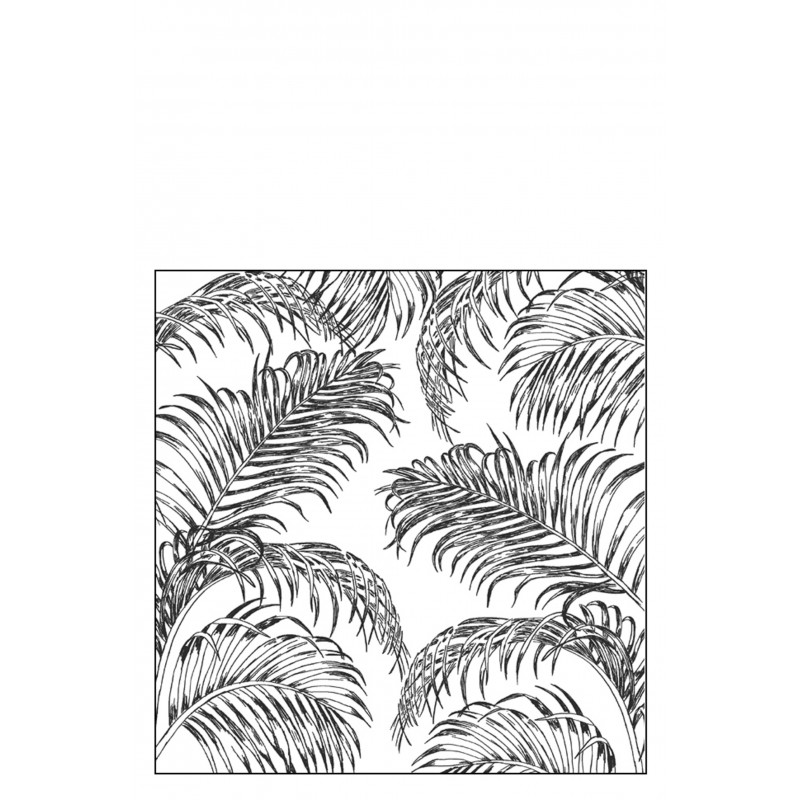 Lot de 20 serviettes avec feuilles de palmier en papier blanc et noir 16x16