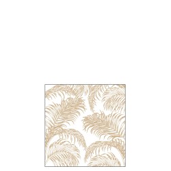 Lot de 20 serviettes avec feuilles de palmier en papier blanc et naturel 12.5x12.5