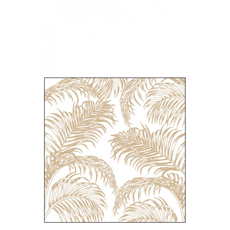 Lot de 20 serviettes avec feuilles de palmier en papier blanc et naturel 16x16