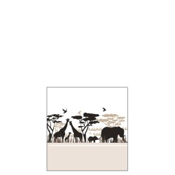 Lot de 20 serviettes avec motif safari en papier blanc et beige 12.5x12.5