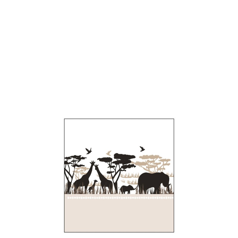 Lot de 20 serviettes avec motif safari en papier blanc et beige 12.5x12.5