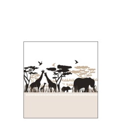 Lot de 20 serviettes avec motif safari en papier blanc et beige 16x16