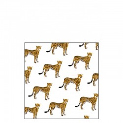 Lote de 20 servilletas con leopardos en papel blanco y marrón de 16x16