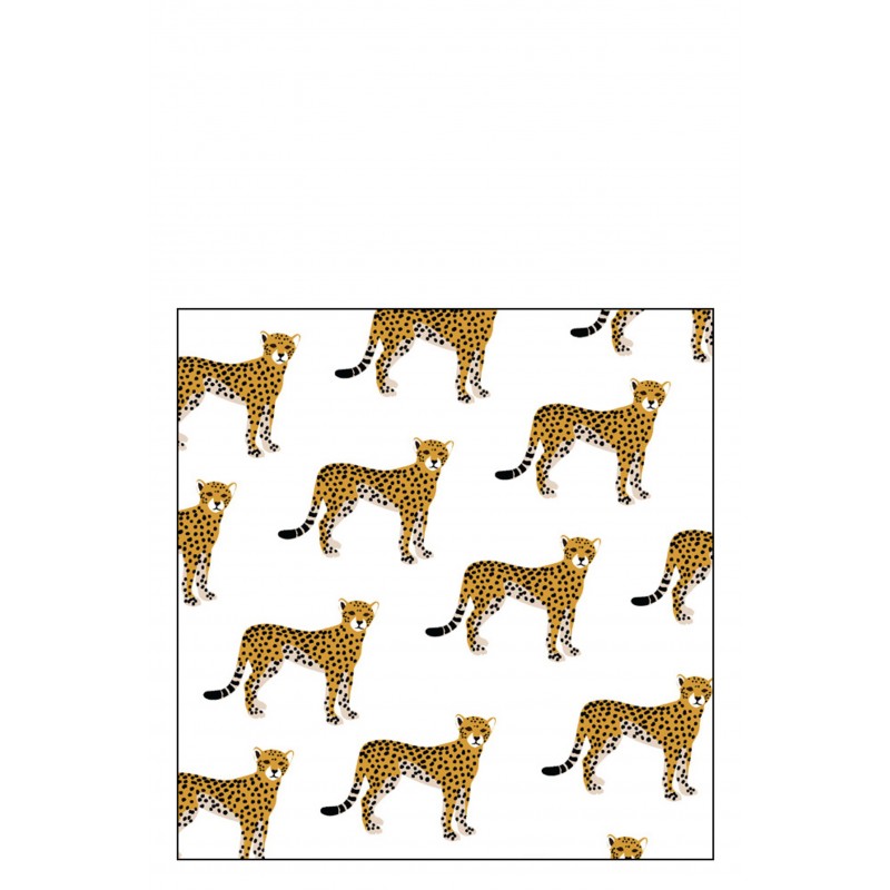 Lot de 20 serviettes avec léopards en papier blanc et marron 16x16