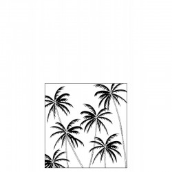 Lot de 20 serviettes avec motif palmier en papier blanc et noir 12.5x12.5
