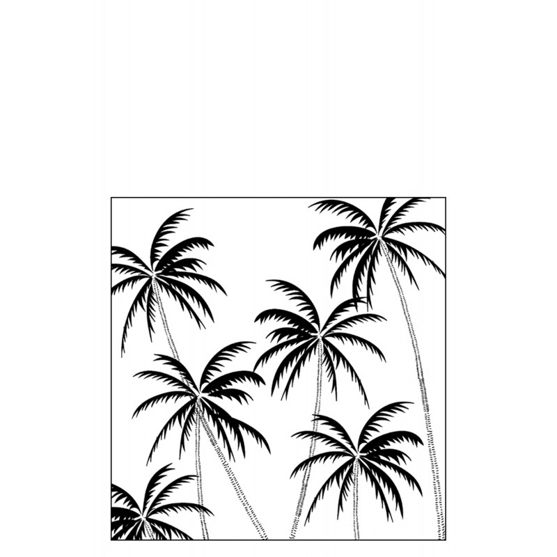 Lot de 20 serviettes avec motif palmier en papier blanc et noir 16x16