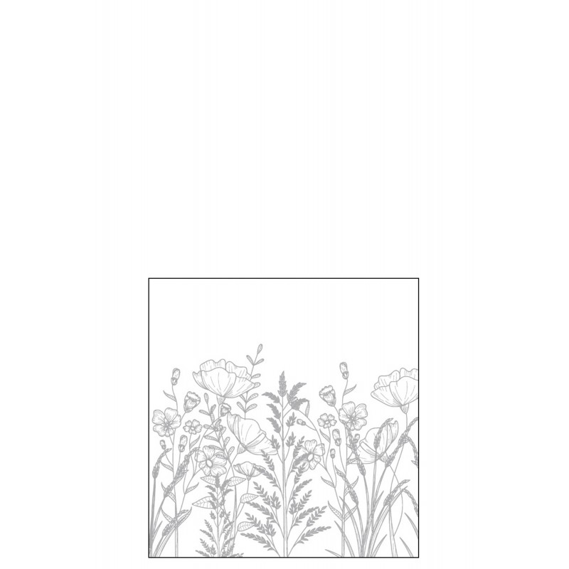 Lote de 20 servilletas con diseño de flores en papel blanco y gris 12.5x12.5