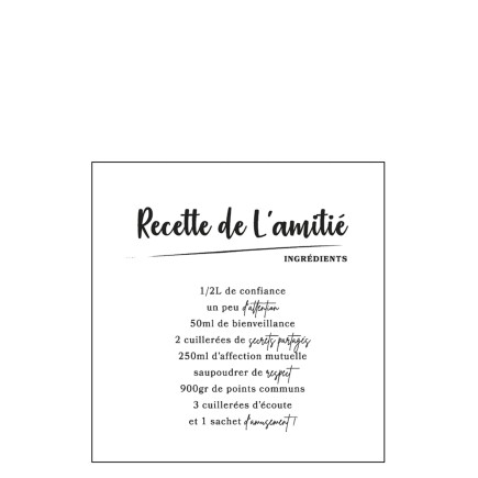 PAK 20 SERVIETTES RECETTE DE L'AMITIE PAPIER NOIR LARGE