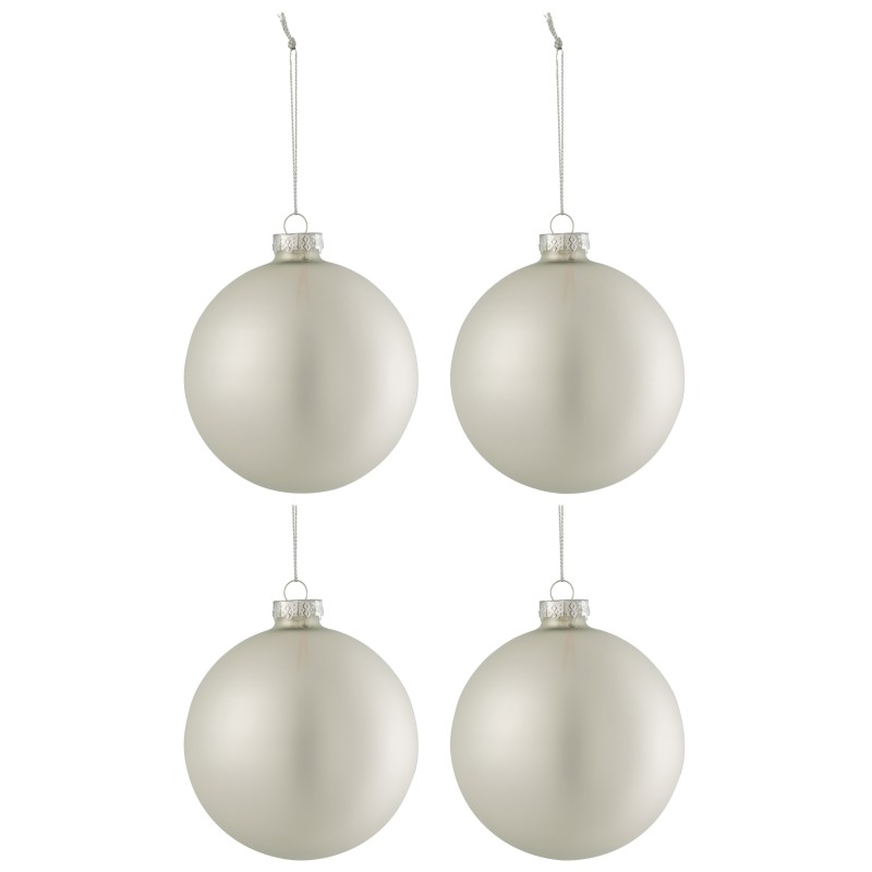 Boite de 4 boules de Noël en verre argent 10x10x12 cm