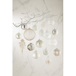 Boite de 4 boules de Noël en verre argent 10x10x12 cm