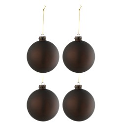 Boite de 4 boules de Noël en verre marron 10x10x10 cm