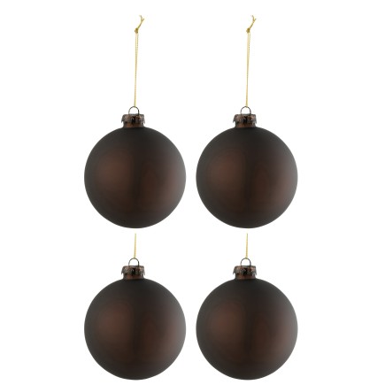 Boite de 4 boules de Noël en verre marron 10x10x10 cm