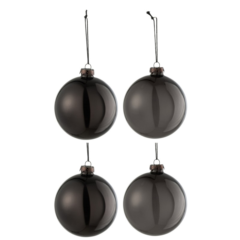 Boite de 4 boules de Noël en verre noir 10x10x10 cm