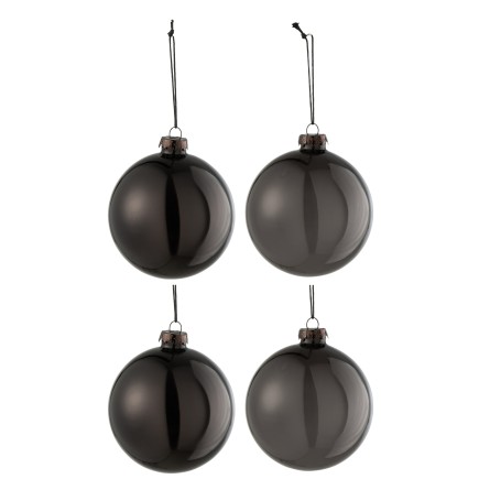 Boite de 4 boules de Noël en verre noir 10x10x10 cm