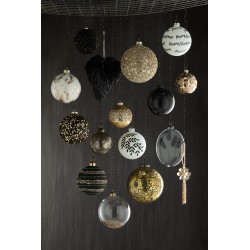 Boite de 4 boules de Noël en verre noir 10x10x10 cm