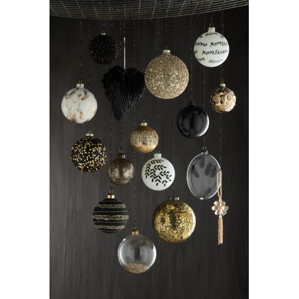 Boite de 4 boules de Noël en verre noir 10x10x10 cm