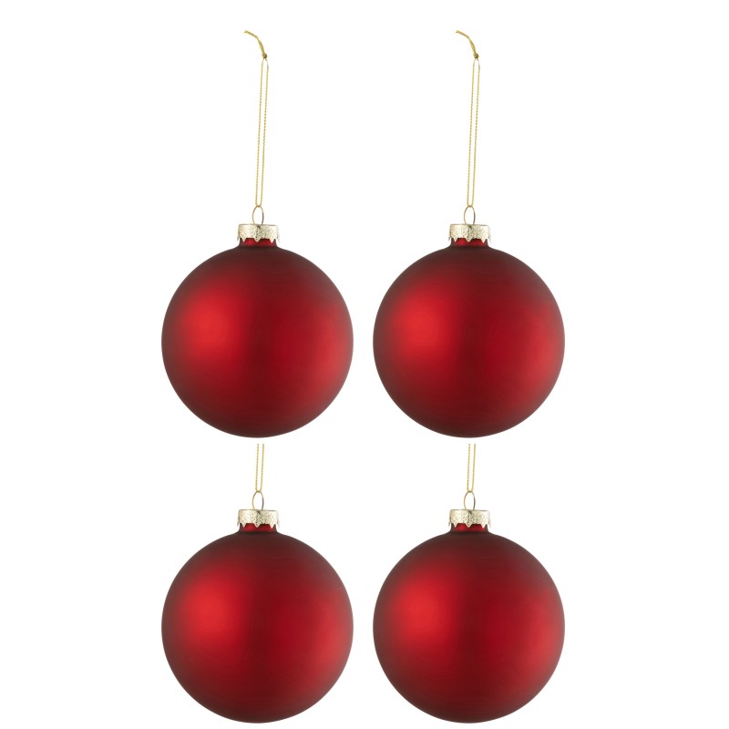 Boite de 4 boules de Noël en verre rouge 10x10x12 cm