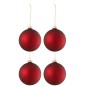 Boite de 4 boules de Noël en verre rouge 10x10x12 cm