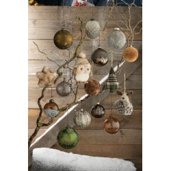 Caja de 6 bolas de Navidad de vidrio marrón de 8x8x8 cm