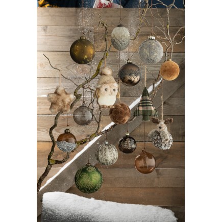 Caja de 6 bolas de Navidad de vidrio marrón de 8x8x8 cm