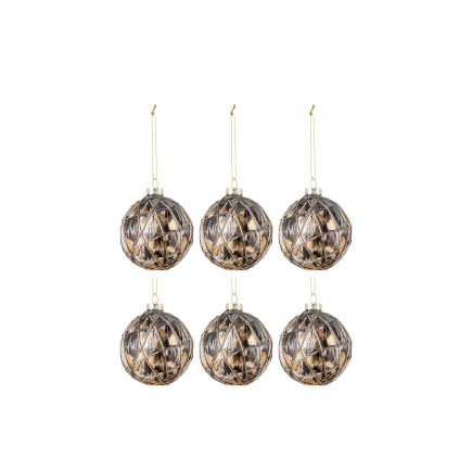 Boite de 6 boules de Noël en verre Bronze 8x8x8 cm