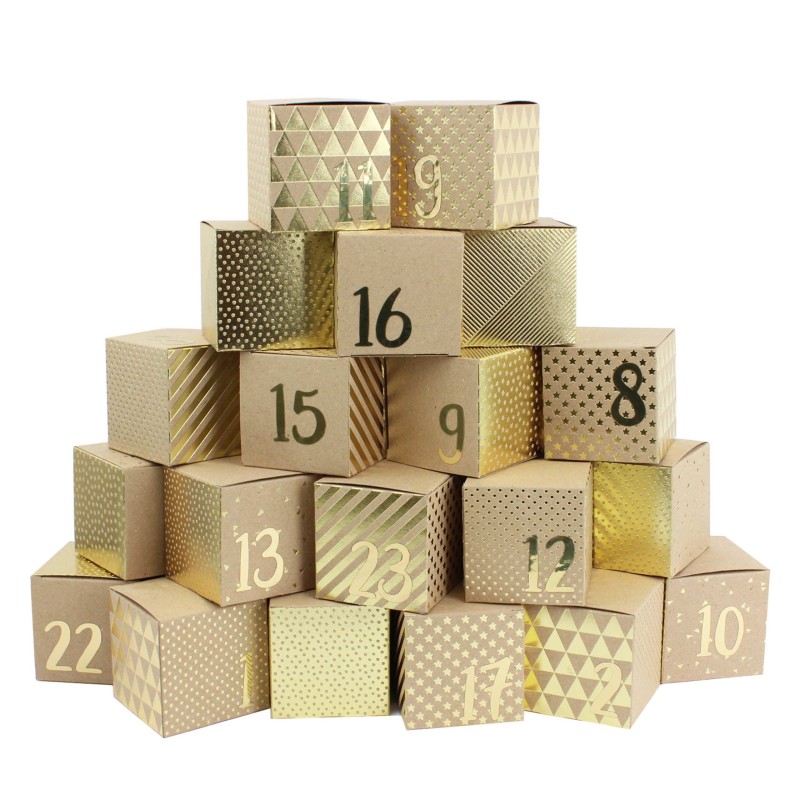 Calendrier de l'Avent DIY - Boîte or Calendrier de l'Avent DIY - Boîte or