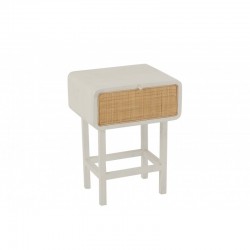 TABLE D'APPOINT MOLLY BOIS EXOTIQUE/ROTIN BLANC