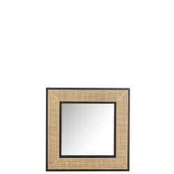 MIROIR MOLLY BOIS EXOTIQUE/ROTIN NOIR SMALL