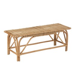Banc en rotin en bois naturel 120x38x46 cm