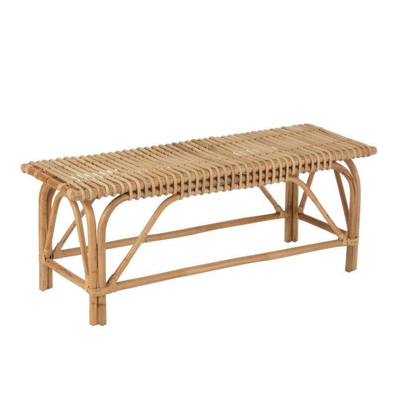 Banc en rotin en bois naturel 120x38x46 cm