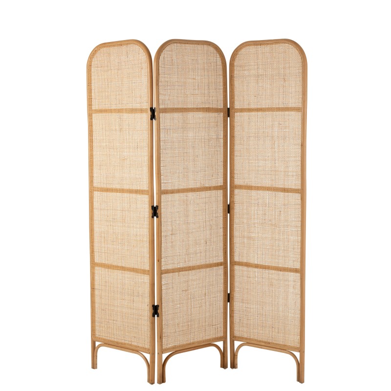 Biombo de mimbre de madera natural de 45x3x175 cm