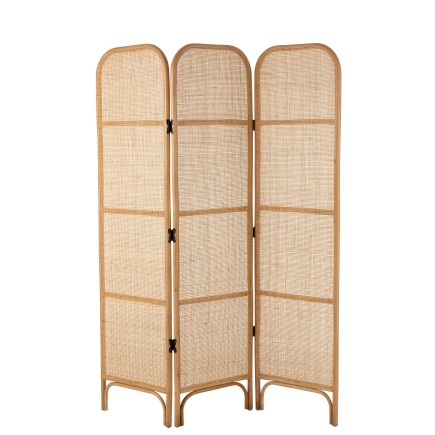 Biombo de mimbre de madera natural de 45x3x175 cm