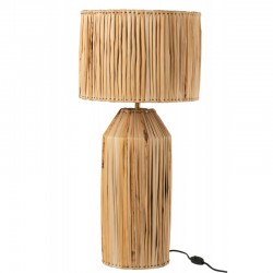 Lámpara de mesa de hoja de plátano en madera natural de 35x35x87 cm