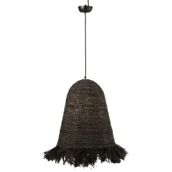 Lampe suspendue en fibres de bananier en bois noir 44x44x52 cm