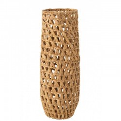 Vase décoratif en bois de jacinthe naturel 20x20x65.5 cm