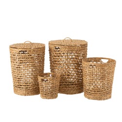 Set de 4 paniers avec couvercle en bois naturel 47x47x68 cm