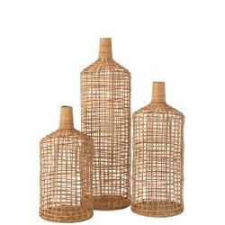 Set de 3 vases décoratifs en bois naturel 25x25x80 cm